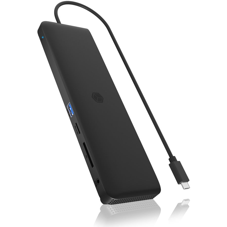 Icy box ib-dk2116-c 11-i-1 mobil dockingstation med tredobbelt videoudgang (sort, HDMI, Displayport, LAN, USB Type-C)