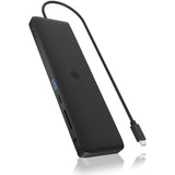 Icy box ib-dk2116-c 11-i-1 mobil dockingstation med tredobbelt videoudgang (sort, HDMI, Displayport, LAN, USB Type-C)