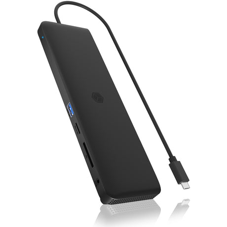 Icy box ib-dk2116-c 11-i-1 mobil dockingstation med tredobbelt videoudgang (sort, HDMI, Displayport, LAN, USB Type-C)