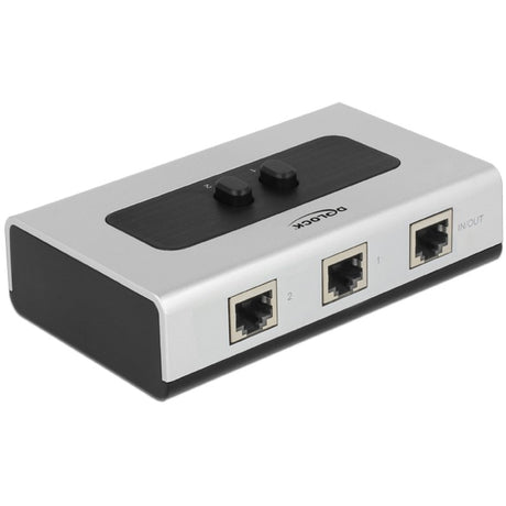 Delock switch rj45 10 100 1000 mbps 2 port (grå sort)