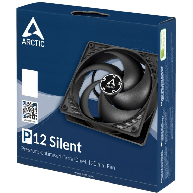 Arctic p12 silent case ventilator (sort, 120 x 120 x 25 mm)