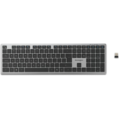 Kensington KB535 EQ genopladeligt tastatur til flere enheder (USA-internationalt layout (QWERTY), saksekontakter, 100 %, USB, 2,4 GHz, Bluetooth 5.4)