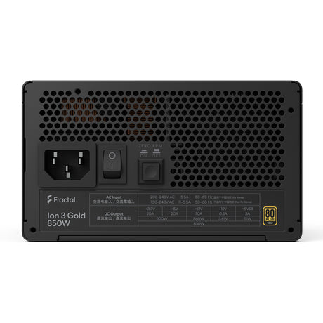 Fractal design ion gold 3 modulaire 850 watt voeding (zwart, 1x 12v-2x6, 3x pcie)