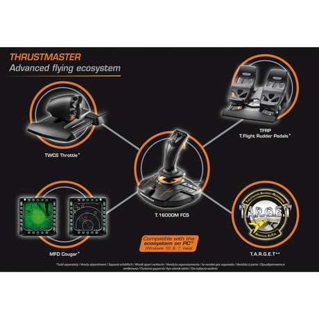 Thrustmaster t.16000m fcs joystick (sort orange, pc)