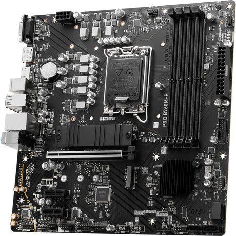 MSI Pro B760M-P Socket 1700 bundkort (sort, RAID, GB-LAN, lyd, µATX)