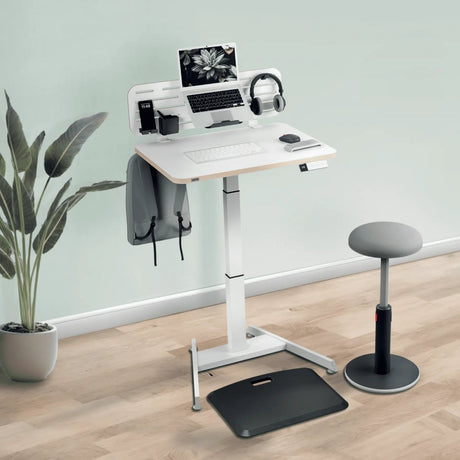 Leitz ergo sidde-stå skrivebord elektrisk - justerbar i højden - lille skrivebord - med memory funktion - 80 x 60 cm - hvid