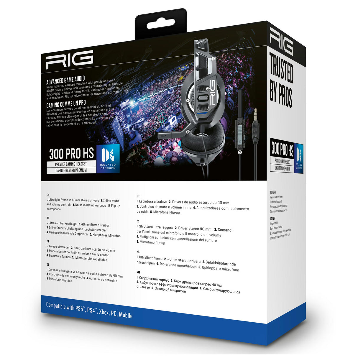 Nacon rig 300 pro hs over-ear gaming headset (sort, playstation 4, playstation 5, xbox, nintendo switch, pc)