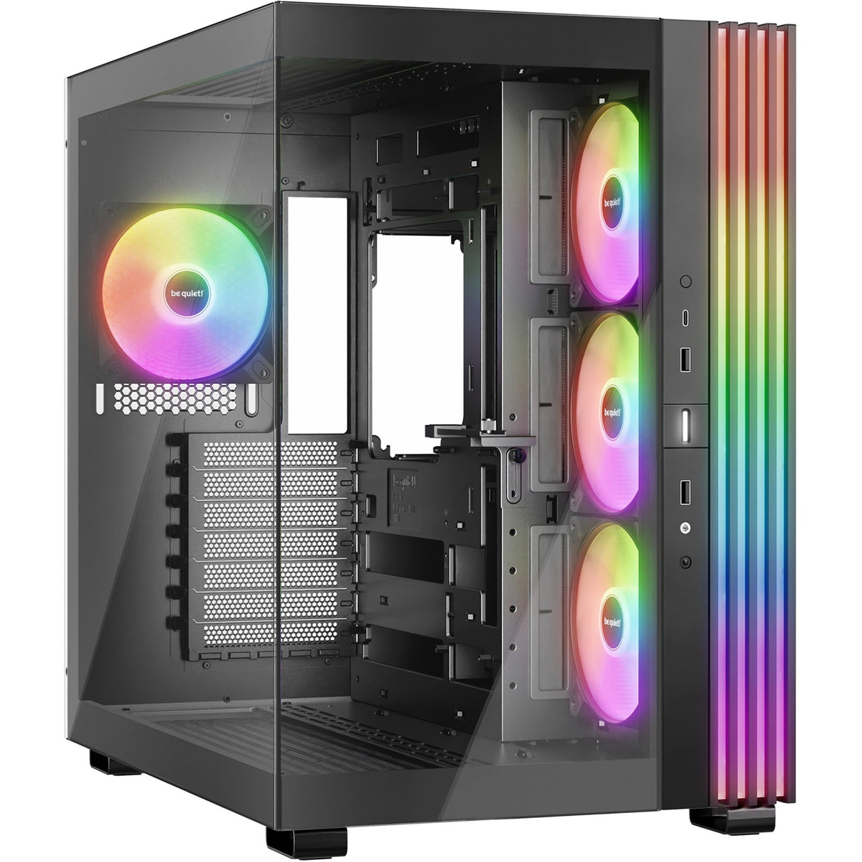 Vær stille! lys base 600 lx midi tårnhus (sort | 2x USB-A | 1x USB-C | RGB | vindue)