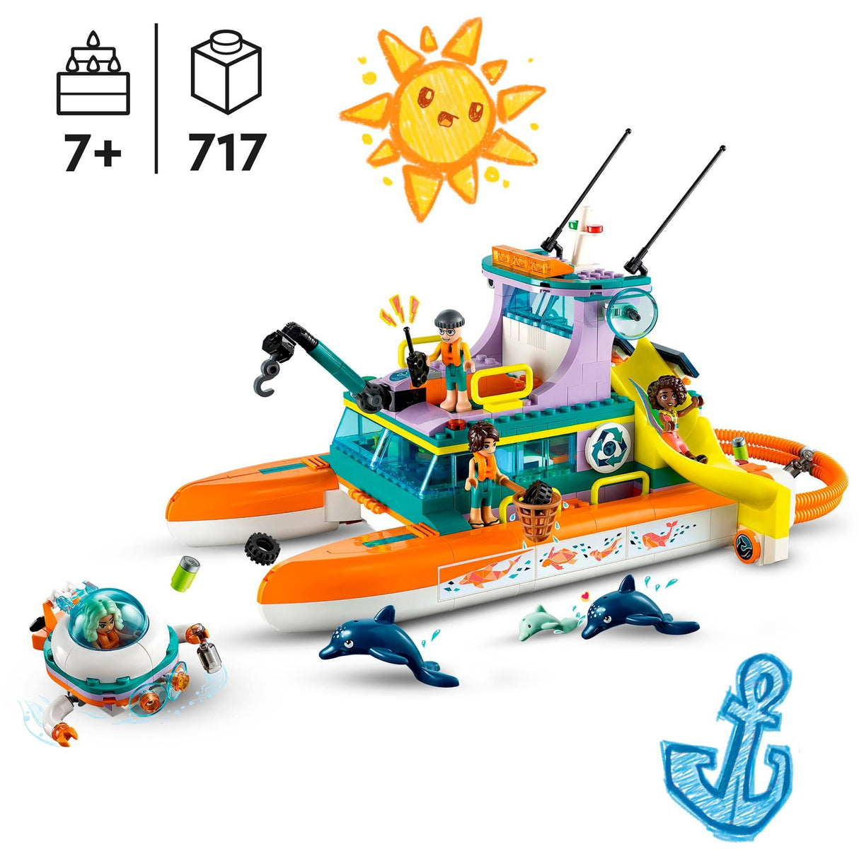 Lego friends - konstruktionslegetøj til søredningsbåd (41734)