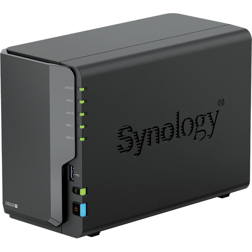 Synology diskstation ds225+ nas (sort, 1x 1GB LAN, 1x 2,5GB LAN, 2x USB 3.2 gen 1)
