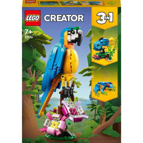 Lego creator 3i1 eksotisk papegøje - frø - fiskedyr legetøjssæt til børn - 31136