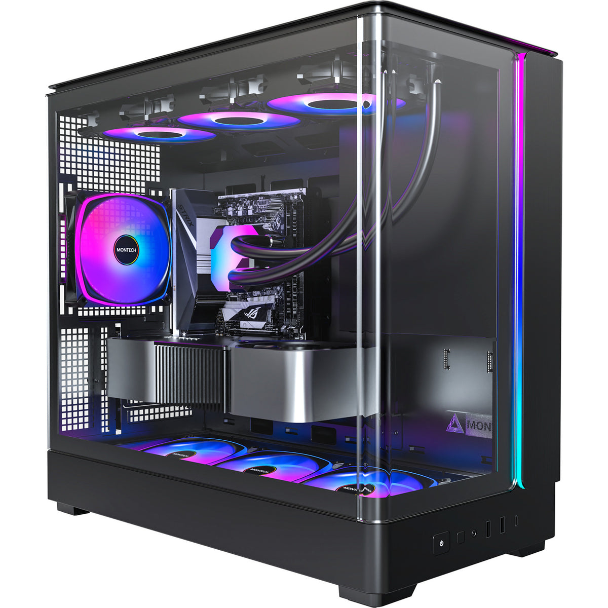 Montech king 15 pro midi tårnhus (sort | 2x USB-A | 1x USB-C | RGB | vindue)