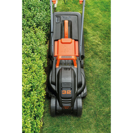 Black+decker 1000w 32cm plæneklipper + 250w græstrimmer (sort orange, græsplæner op til 250m²)