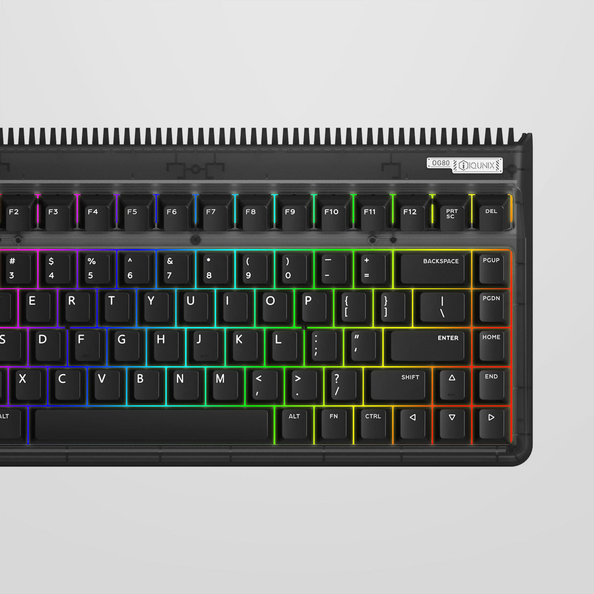 Iqunix og80 mørk side trådløst mekanisk tastatur (sort, us layout (qwerty), gateron brun, 80% (tkl), rgb lysdioder, hot-swappable, pbt, 2.4ghz | bluetooth 5.1 | usb-c)