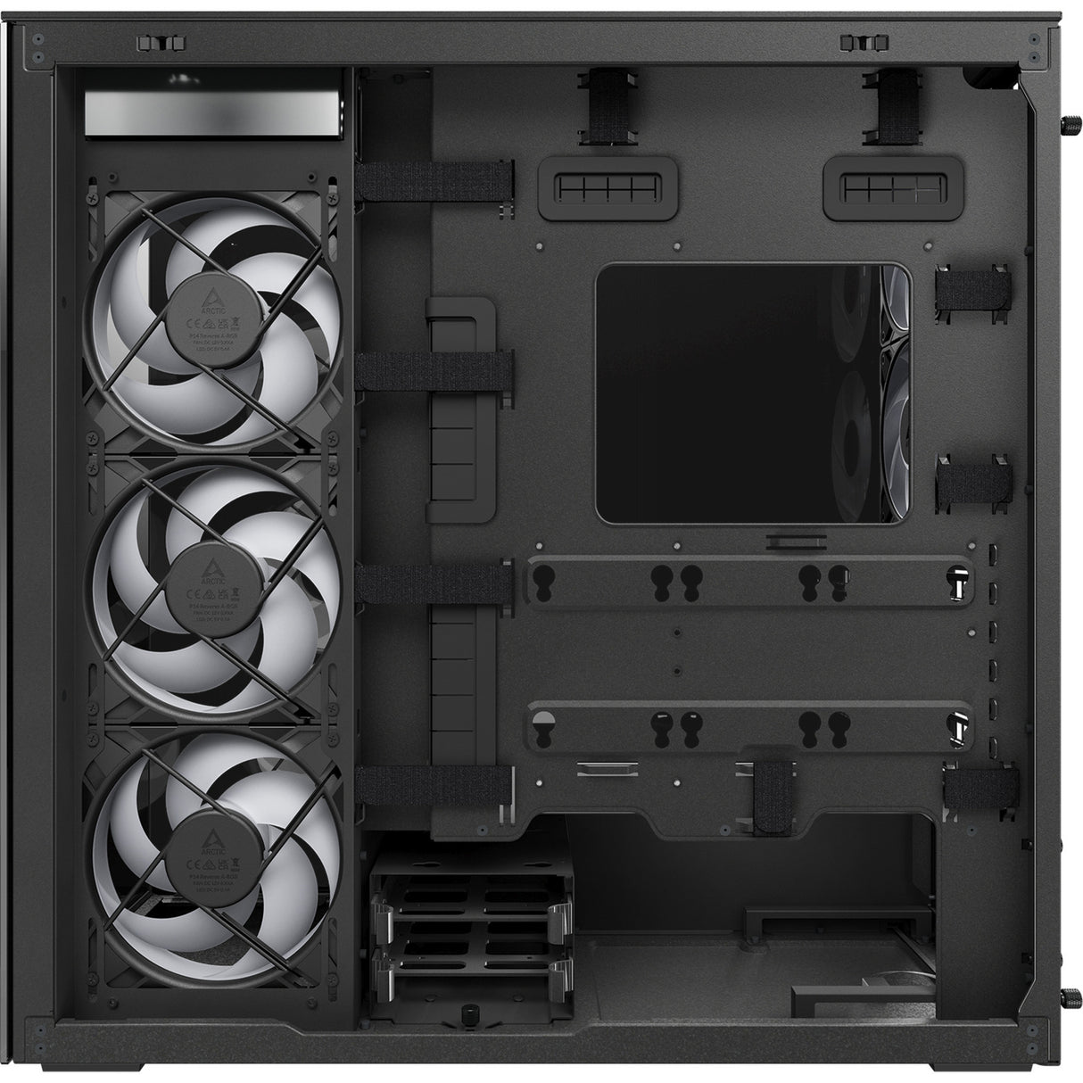 Arctic xtender vg midi tårnhus (sort | 2x USB-A | 1x USB-C | RGB | hærdet glas)