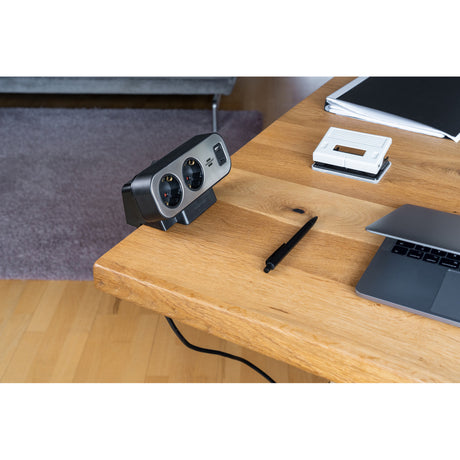 Brennerstuhl brennerstuhl®estilo duplex-stik, 1x USB C, 1x USB A, 10x sikkerhedsstik, sølvsort - 1153580200