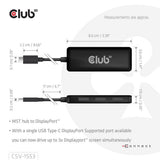 Club 3D USB-C til Triple DisplayPort MST Hub (sort, 4K60Hz)
