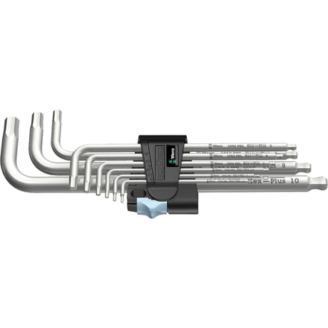 Wera sekskantnøglesæt 3950 9 sekskant-plus rustfrit 1 (rustfrit stål, 9 dele, 1,5 mm til 10 mm)