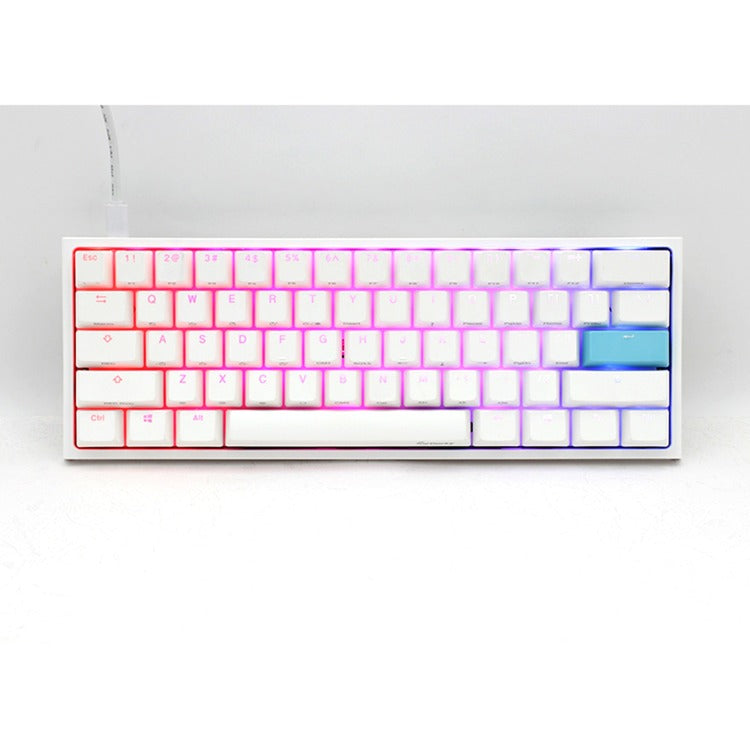 Ducky one 2 pro mini hvid klassisk rgb mekanisk gaming tastatur (hvid, us layout (qwerty), cherry mx brown, 60%, rgb led, double-shot pbt, quack mekanik)
