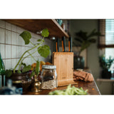 Fiskars bambusknivblok i funktionel form med 3 knive (flerfarvet, japansk rustfrit stål | håndtag med blødt greb)