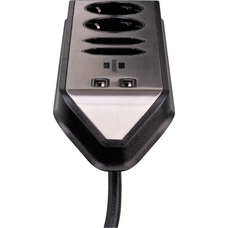 Brennerstuhl ®estilo hjørne tilslutningsboks med USB-opladningsfunktion 4-vejs 2x beskyttelsesstik 2x euro sølv sort