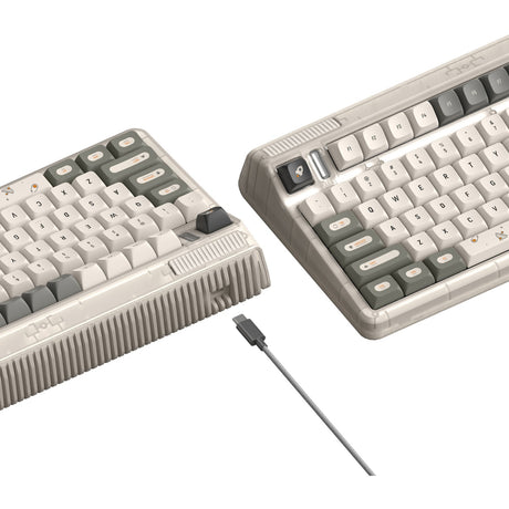 Iqunix og80 hitchhiker wireless mechanical keyboard (gray, us layout (qwerty), cherry mx silent red, 80% (tkl), rgb leds, hot-swappable, pbt, 2.4ghz | bluetooth 5.1 | usb-c)