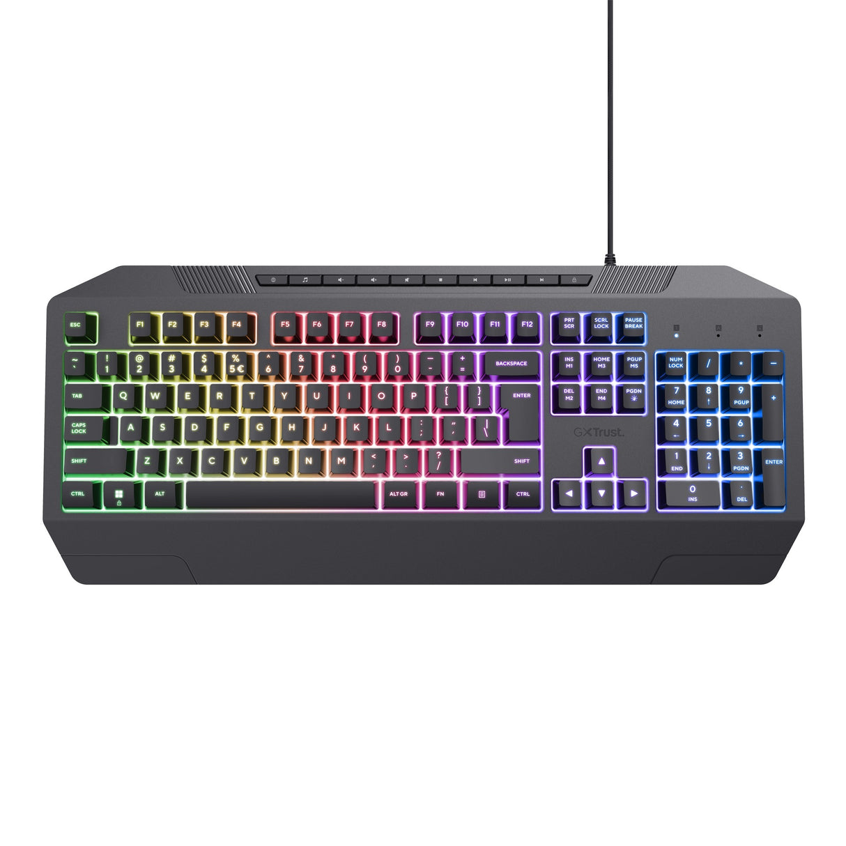Trust GXT 836 EVOCX RGB gaming tastatur (sort, amerikansk layout (QWERTY), membran, 100 %, RGB)