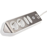Brennerstuhl ®estilo hjørne tilslutningsboks med USB-opladningsfunktion 4-vejs 2x beskyttelsesstik 2x euro sølv hvid