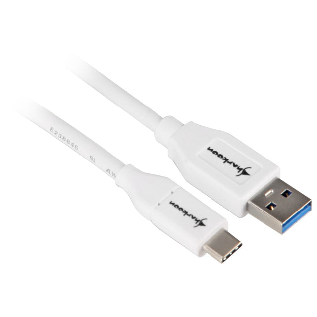 Sharkoon USB-A 3.2 > USB-C-kabel (hvidt, 0,5 meter)