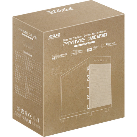 Asus Prime Ap303 - Midi Tower-hus i hærdet glaspanel (sort | 2x USB-A | 1x USB-C | hærdet glas)