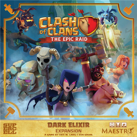 Asmodee clash of clans: the epic raid - dark elixir udvidelsesbrætspil (engelsk, 2 - 4 spillere, 45 - 90 minutter, fra 12 år, udvidelse)