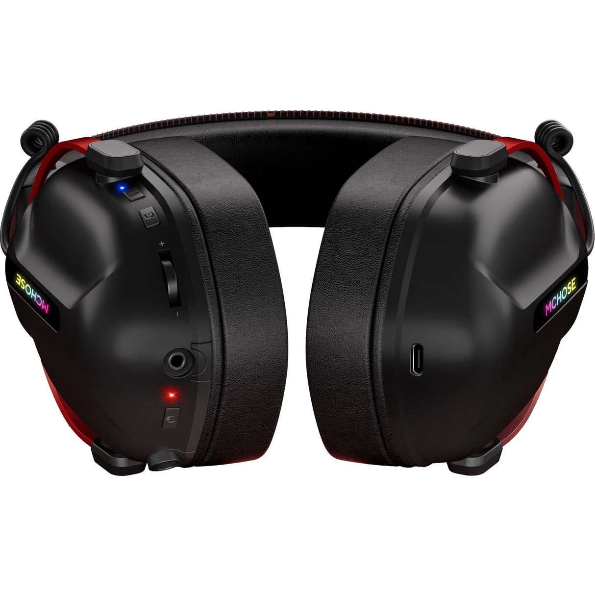 Mchose s9 pro trådløst over-ear gaming headset (sort rød, pc laptop playstation switch smartphone, 2,4 g bluetooth kablet type-c)