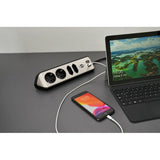 Brennerstuhl ®estilo hjørne tilslutningsboks med USB-opladningsfunktion 4-vejs 2x beskyttelsesstik 2x euro sølv sort