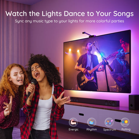 Govee H6199 DreamView T1 TV-baggrundslys stemningsbelysning (5 meter, RGBIC, WiFi, Bluetooth, til 75 - 85 tommer tv'er)