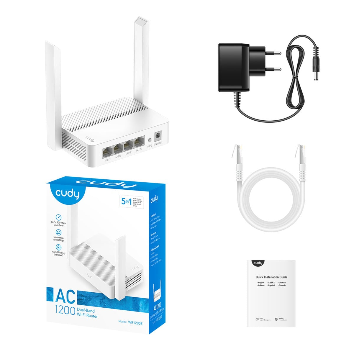 Cudy ac1200 wi-fi router (hvid, app)