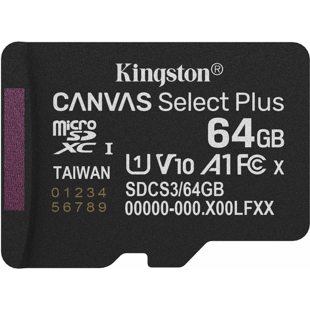 Kingston Canvas Select Plus 64 GB MicroSDXC-hukommelseskort (sort, UHS-I U1, Class 10, V10)