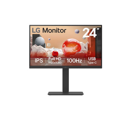 LG 24ba750 23.8 skærm (sort, HDMI, skærmport, lyd, LAN, USB-C)