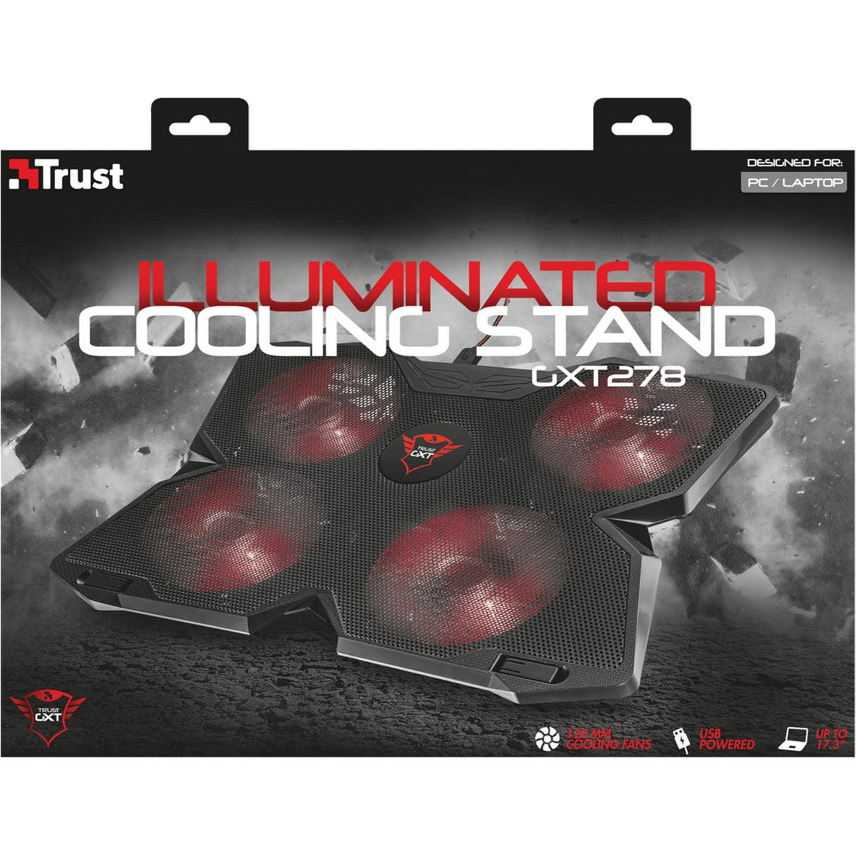 Trust GXT 278 Yozu Notebook Cooling Stand Laptop Cooler (sort, 20817, røde lysdioder)