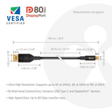 Club 3D USB-C til DisplayPort DP80 tovejsadapter (sort, 1 meter, VESA-certificeret)