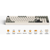 Iqunix f97 hitchhiker trådløst mekanisk tastatur (grå, us-layout (qwerty), cherry mx brown, 96%, rgb-lysdioder, hot-swappable, pbt, 2,4ghz | bluetooth 5.1 | usb-c)