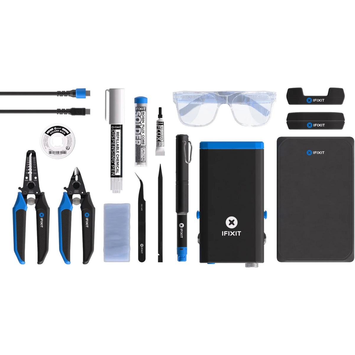 Ifixit fixhub power series loddeværktøjssæt loddekolbe (sort blå, 100 watt, USB-C, kraftværk)