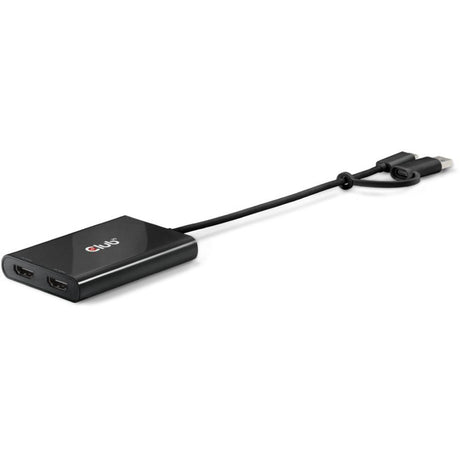 Club 3D USB-C til 2x HDMI video splitter med DisplayLink HDMI splitter (sort, med USB-A adapter)