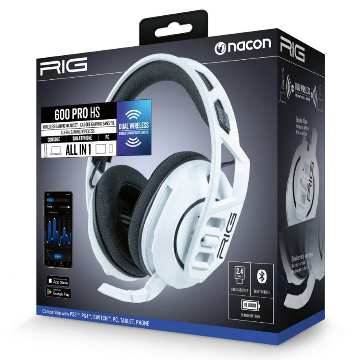 Nacon rig 600 pro HS over-ear gaming headset (hvid, Playstation 5, Playstation 4, Windows, Nintendo Switch, Android, iOS)