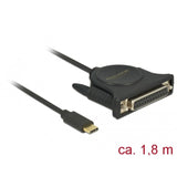 Delock USB-C 2.0 han > 1 x parallelt DB25 hunkabel (sort, 1,8 meter)