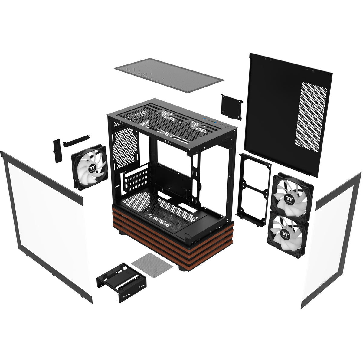 Thermaltake view 170 ws argb mini tårnhus (sort træ farve | 2x usb-a | rgb | vindue)