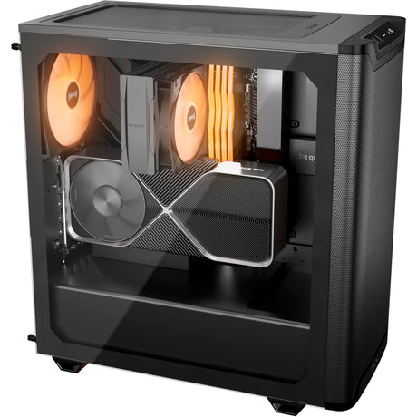 Vær stille! ren base 501 lx midi tårnhus (sort | 2x USB-A | 1x USB-C | RGB | hærdet glas)