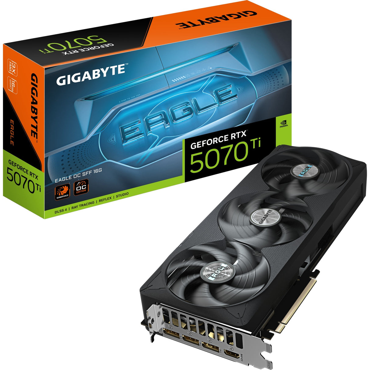 Gigabyte GeForce RTX 5070 Ti Eagle OC 16G grafikkort (3x Display Port, 1x HDMI 2.1, DLSS 4)