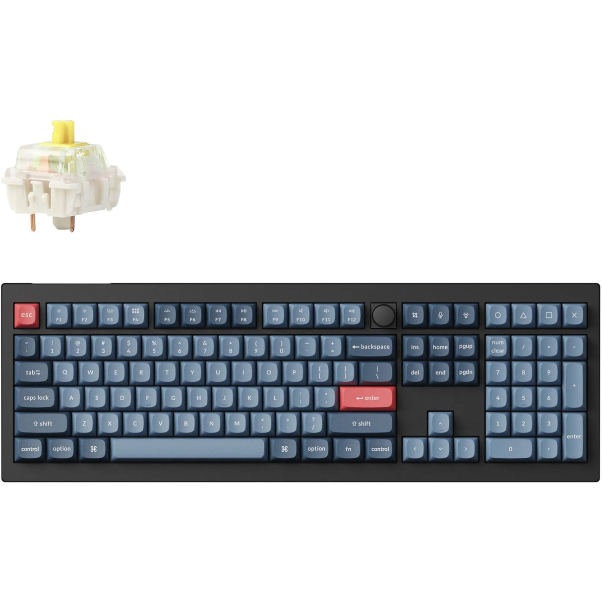 Keychron v6 max-d4 rgb mekanisk tastatur (sort, us layout (qwerty), gateron jupiter banana, 100%, rgb lysdioder, double-shot osa pbt, hot swap, 2.4ghz | bluetooth 5.1 | usb-c, knap)