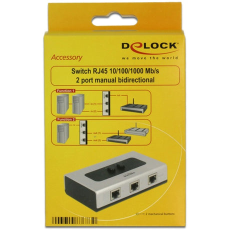 Delock switch rj45 10 100 1000 mbps 2 port (grå sort)