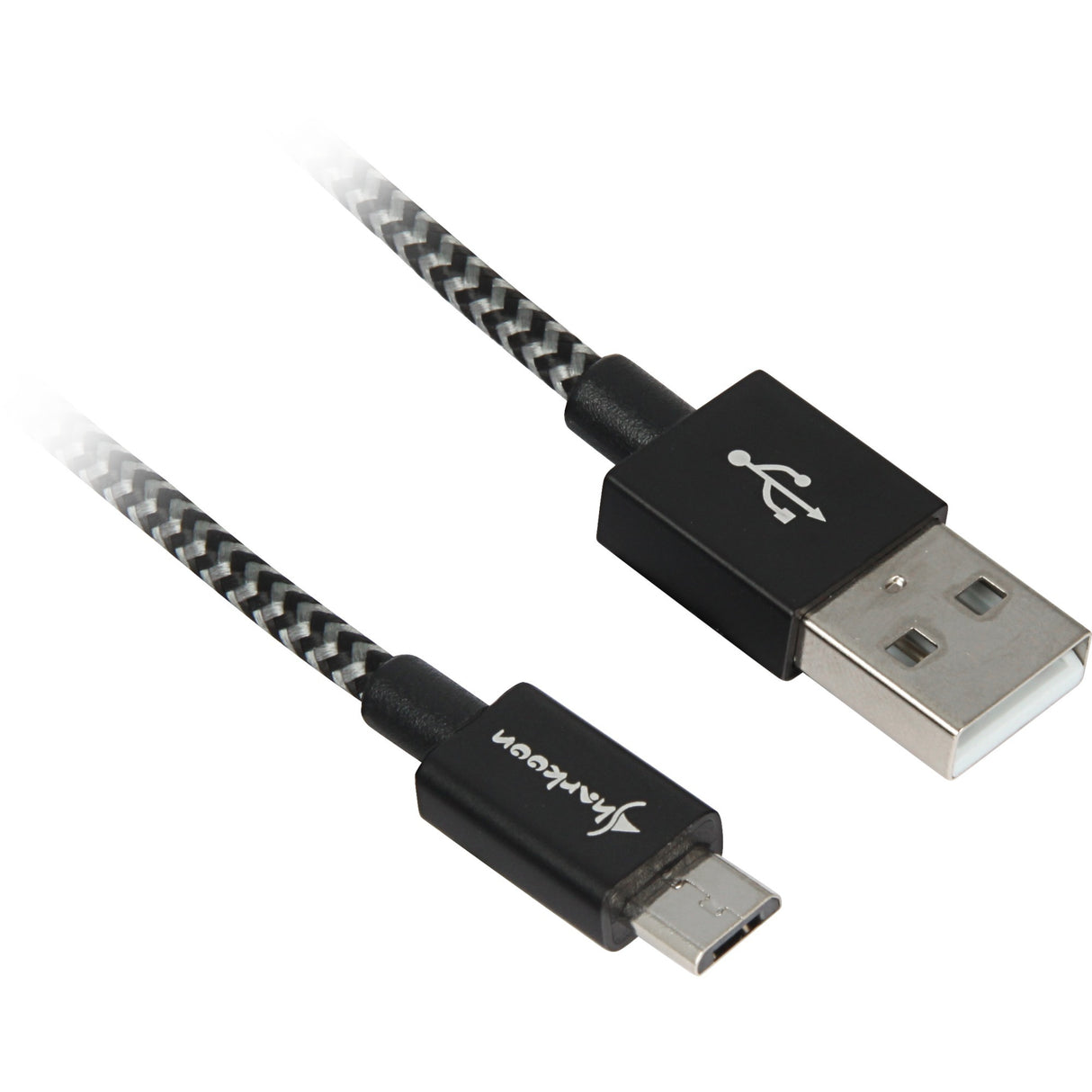 Sharkoon USB 2.0-kabel, USB-A > micro-USB B (sort grå, 1 meter)